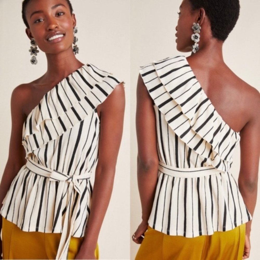 Anthropologie Rita Ruffled One-Shoulder Top